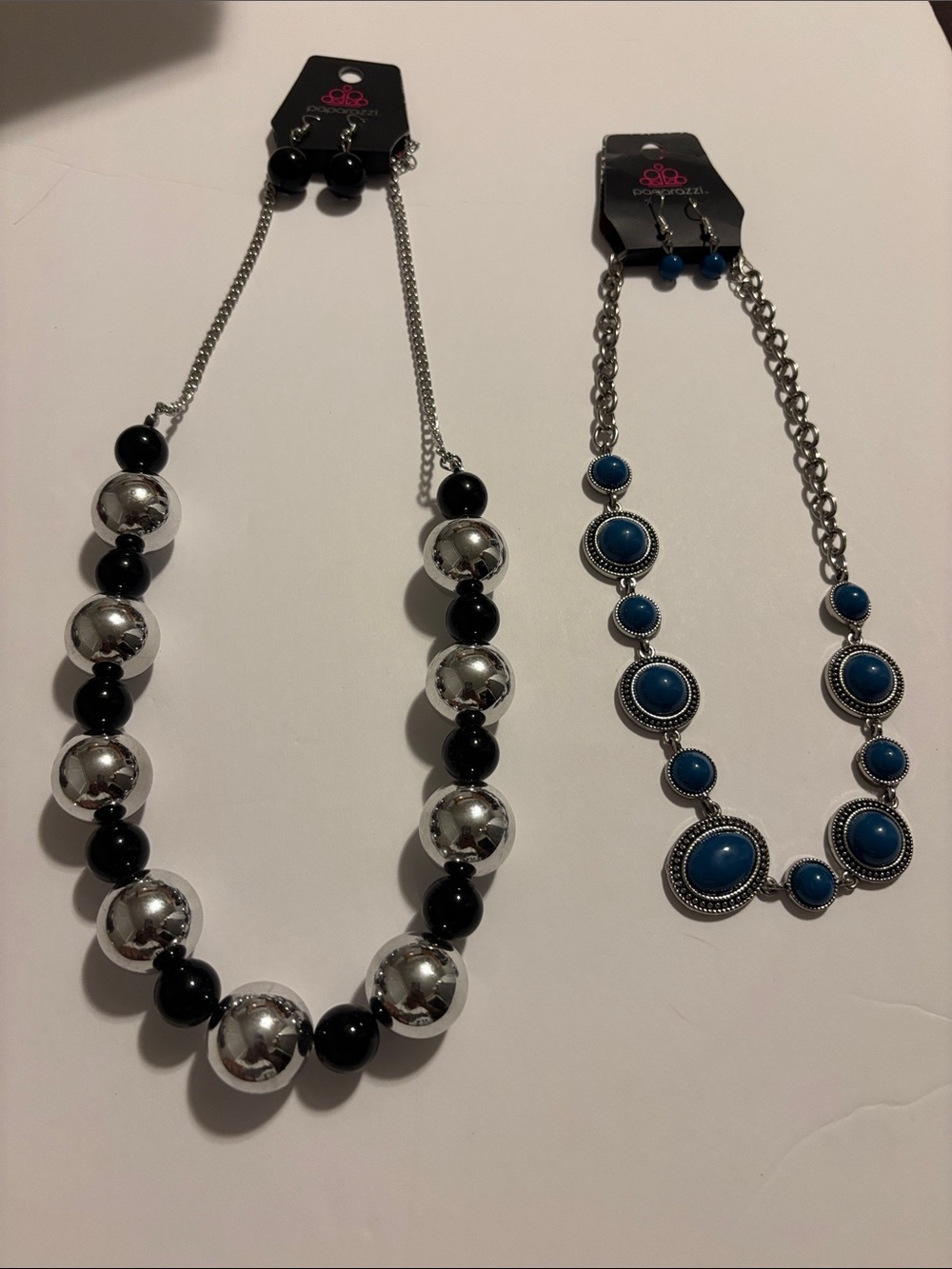 paparazzi Silver & Black Bold Bead Necklace